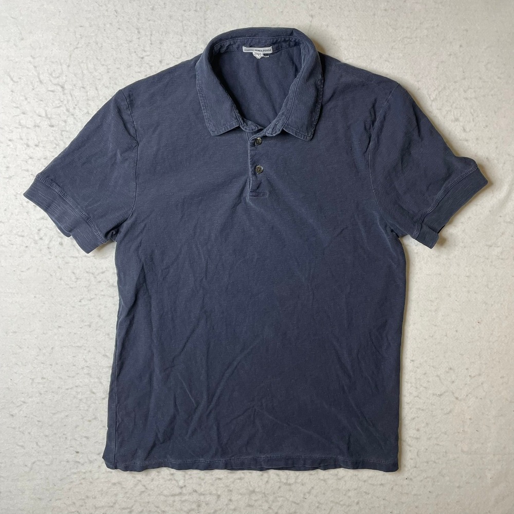 STANDARD JAMES PERSE Men's Navy Blue Short Sleeve Polo Shirt Size 1‎